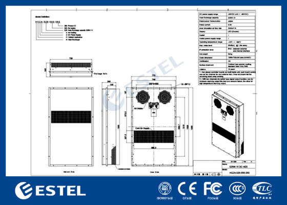 48VDC 325W/K Muhafaza Isı Eşanjörü, RS485 MODBUS RTU İletişimi ile