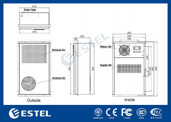 EX12DHC1B Dış Telekom Kabineleri için Yüksek Verimlilikli DC Isı Değiştiricisi 120W/K Isı Kapasitesi, -40°C'den +55°C'ye kadar çalışma aralığı, IP55 Koruması, -48V DC Girişi, Uzaktan Kumanda Desteklenir