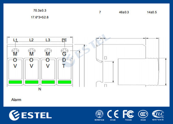 M1L385-40 II Güç Dağıtımı için Aşırı Gerilim Koruma Cihazı (AGK) - 40kA Dalgalanma Akımı, 230V/400VAC, Uzaktan Alarm Portu, DIN Ray Montajı, IP20, C Sınıfı Koruma